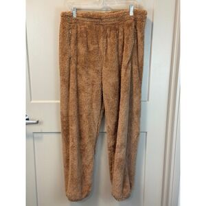 aerie Plush Teddy Jogger Pants in Light Brown